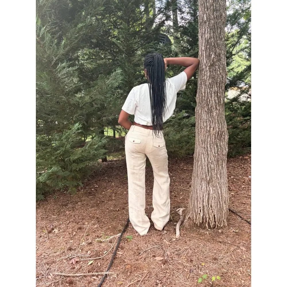 J.Crew 100% Linen Wide Leg Trouser Pants
